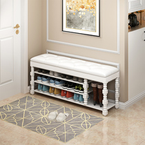Home doorway shoe stool sofa can sit stool storage box solid wood shoe cabinet simple shoe stool American long bench