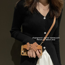 Brown boomer bear wristband suitable for vivox60 mobile phone shell x70pro inclined satchel x27 resistant to dirty protective sleeves x21x50 female section x23x30 creative s9s7 anti-fall s