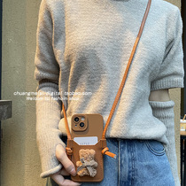 ins cute brown bear diagonal satchel suitable for Xiaomi 11pro mobile phone shell 10s creative new 11ultra personality Xiaomi 8 anti-fall millet 9 silicone protective sheath 10pro Fashion c