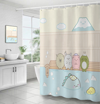 Japanese cartoon cute animal toilet shower curtain thickened polyester waterproof and mildew curtain curtain curtain partition curtain