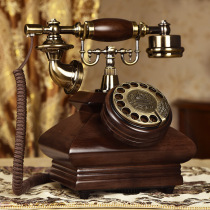 Retro telephone fixed home landline office creative wireless card old turntable phone solid wood ornaments