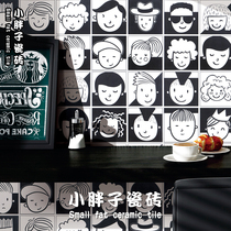 Black and white tiles 300 simple bathroom toilet wall tiles Cartoon barber shop photo gallery Cartoon avatar floor tiles