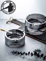 Manual Creative Fashion Smoke Cylinders Crystal Glass Ashtrays Office Swing Pieces Gift Light Silver Ashtrays Thick