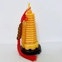 Natural jade topaz 9th floor 13th floor Wenchang tower living room office desktop hand carved home ornaments