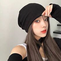 Net red fried street pile hats children autumn and winter Joker knitted bag head hat plus velvet Korean version of Japanese couple Baotou cold hat