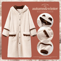 Pajamas Women Autumn Winter Coral Velvet 2021 New Age Reduction Plus Size Thicker Nightgown Home Wear Bathrobe Set