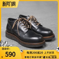  Play round retro handmade British first layer cowhide leather thick-soled derby shoes casual big scalp shoes men