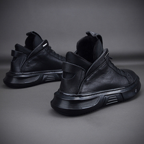 Mens shoes winter trendy shoes 2020 new Korean version of the first layer cowhide casual high-top leather shoes mens thick-soled Martin boots men