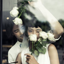 New simulation white rose long pole single fake flower studio photography props wedding photo photo hand bouquet decoration