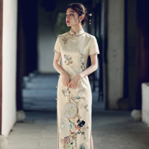 Long cheongsam 2021 new retro temperament young modified dress high-end old Shanghai girl summer