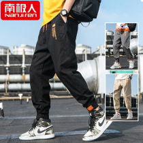 Antarctic workers pants mens autumn trend loose winter tie pants spring and summer cotton casual nine-point trousers