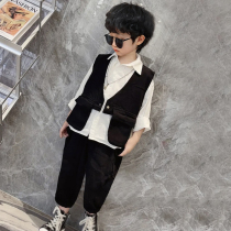 Boys suit 2022 new spring and autumn casual shirt vest childrens dress catwalk show net red handsome suit