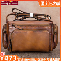 Vintage bag head layer cowhide mens handmade leather leather mens leather mens bag Shoulder Bag Mens shoulder bag mens Hand bag