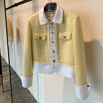 2021 New Hong Kong style retro Korean fashion Joker short coat small fragrant wind color mosaic jacket women Autumn