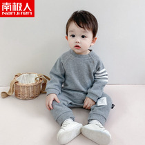 Baby one-piece clothes in spring and autumn childlike foreign air long sleeves full of clothes Harvest to go outside to wear male baby spring clothing Y