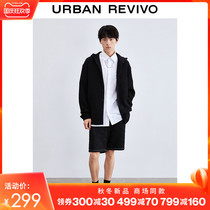 UR2021 autumn new menswear fashion sports pit long sleeve hooded loose shirt ML33S2BF2000