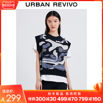 UR2021 autumn new womens fashion trend color jacquard pullover sleeveless sweater WL37S9AN2001