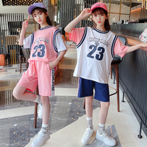 Girl Suit Summer Style Foreign Air 2022 New Children Loose Students Sports Basketball Conserved Speed Dry Jersey Two Sets
