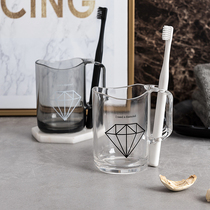 Creative home minimalist brushing teeth wash cup set plastic mouthwash Cup with handle couple cylinder cup toothbrush cup