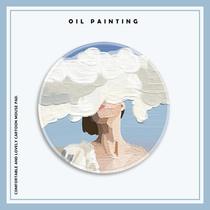 Mouse pad small oil painting female lock edge ins wind round thick waterproof custom dirty hipster square laptop silicone non-slip cloth office learning writing table pad