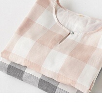 2020 pajamas womens cotton suit cotton double-layer gauze home clothes loose and comfortable can be worn outside