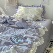 Fairy Love Sleeping | Teenage Hearts Pure color All cotton Summer cool quilted by four sets Single Double Thin Quilt Summer Air Conditioning