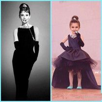 Childrens catwalk dress girls high-end piano performance clothes tail birthday princess skirt puffy gauze small host