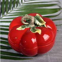 European persimmon ruyi ceramic candy jar biscuit jar storage jar TV cabinet coffee table ornaments home accessories ornaments