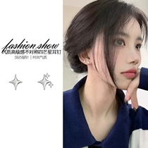 Sterling silver star earrings female niche design asymmetrical earrings 2022 new trendy light luxury high-end earrings