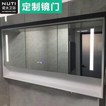 Bathroom cabinet mirror door solid wood custom toilet paint-free smart mirror door solid wood paint door panel cabinet door panel