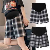 Pregnant women wear casual sports out fashion shorts trousers wide legs Plaid five points in pants summer thin