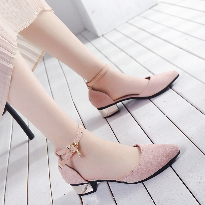 Rough-heeled, medium-heeled, Baotou sandals, fairy summer fashion, new style Baitie net red shoes, ins trendy single shoes, 2019