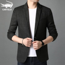 Crocodile 2021 autumn Plaid small suit men jacket slim trend business leisure autumn winter dark gray suit men