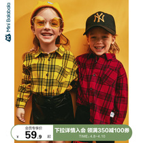 Mini Barabara children shirt spring dress new male and female children jacket pro-skin long sleeve plaid shirt retro style