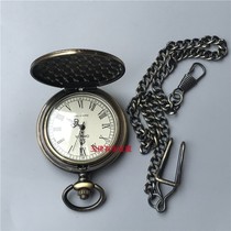 Antique pocket watch flip cover with chain classical vintage watch ancient clockwork mechanical watch portable decorative pendant copper watch