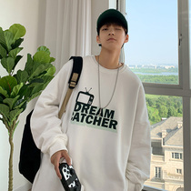 Autumn crew neck sweater mens loose trend student wild pullover Hong Kong fashion brand letter printing casual jacket