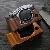 Applicable to Fujifilm Fuji X-T4 camera bag xt4 half set retro leather case handle protective cover