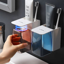 Toothbrush rack no hole mouthwash Cup brush Cup wall-mounted toilet wall-mounted storage box tooth cylinder set