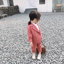 Girls small suit foreign style 21 autumn and winter childrens fashion Korean suit jacket baby fashionable two-piece set
