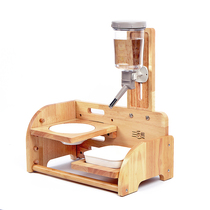 Dog drinking water machine not wet mouth drinking water dispenser Automatic hanging puppy feeding bowl vertical kettle kitty solid wood table