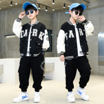 Boys spring clothing suit 2022 new CUHK Childrens clothing foreign handsome boy trendy sports Two sets of Fried Street Tide