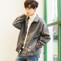 2021 New Spring Autumn plaid jacket mens casual clothes Ruffian jacket Japanese trend mens autumn clothing