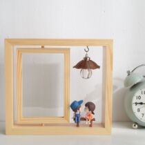 Wooden rotation photo frame double - sided rotation couple frame fitting 6 inches pine picture frame desktop to set birthday gift