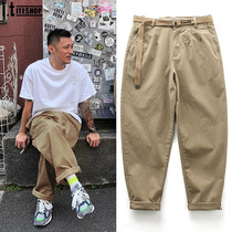 Madness Mdns crotchao brand overalls mens casual Khakh trousers straight tube nine-piece pants