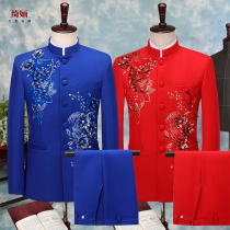 Mens Chinese style host dress chorus performance Zhongshan uniform national clothing Chinese style collar Zhongshan suit