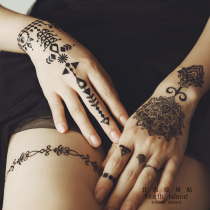 Hand back tattoo sticker waterproof female durable simulation sexy black lace leg ring Hannah watermark sticker finger tattoo
