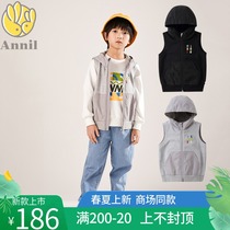 Annai childrens clothing 2022 spring new mens big boy cotton quality with cap horse clip vest AB212512