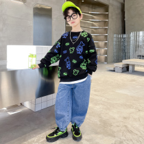 Boy necropolis Spring Festival Fairy Tales 2022 new children Spring fitting blouses Fried Street Handsome Boy Tide Boy