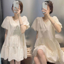 Pregnant Women summer dress loose Korean bubble sleeve summer skirt top Net red maternity dress summer suit