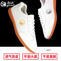 Taiji shoes mens beef tendons and leather martial arts training shoes autumn and winter soft cowhide Taijiquan sports cotton shoes women Jinwu
